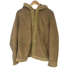 Vintage Y2K Penny Lane Coat Large‎ Bratz Style Faux Suede Shearling Zip Coat